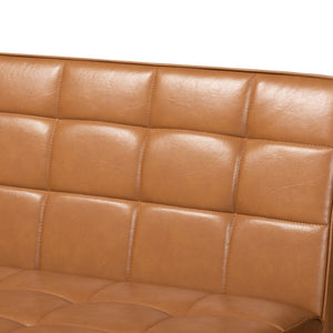 Baxton Studio Baxton Studio Sanford Mid-Century Banquette Set - Tan Faux Leather & Walnut, Space-Saving Comfort BBT8051.11-Tan/Walnut-2PC SF Bench