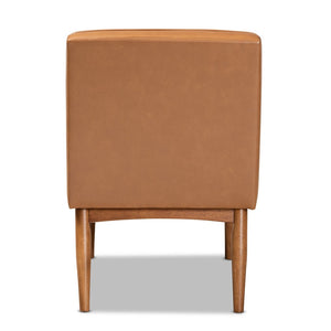 Baxton Studio Baxton Studio Sanford Mid-Century Modern Tan Faux Leather Dining Chair with Walnut Tapered Legs BBT8051.11-Tan/Walnut-CC