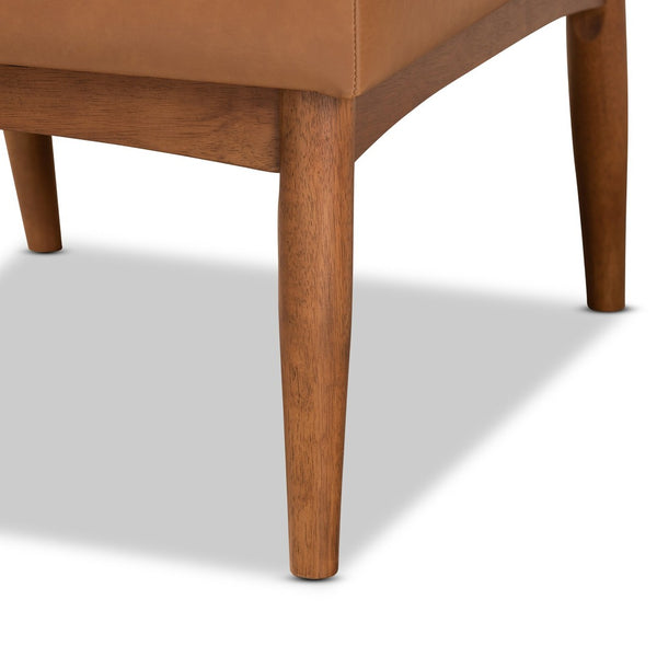 Baxton Studio Baxton Studio Sanford Mid-Century Modern Tan Faux Leather Dining Chair with Walnut Tapered Legs BBT8051.11-Tan/Walnut-CC