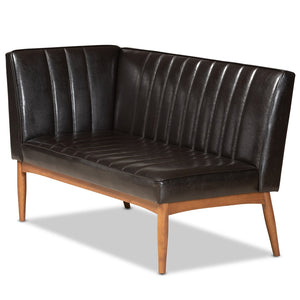Baxton Studio Baxton Studio Mid-Century Modern 2-Piece Dining Nook Banquette Set in Dark Brown Faux Leather & Walnut BBT8051.12-Dark Brown/Walnut-2PC SF Bench