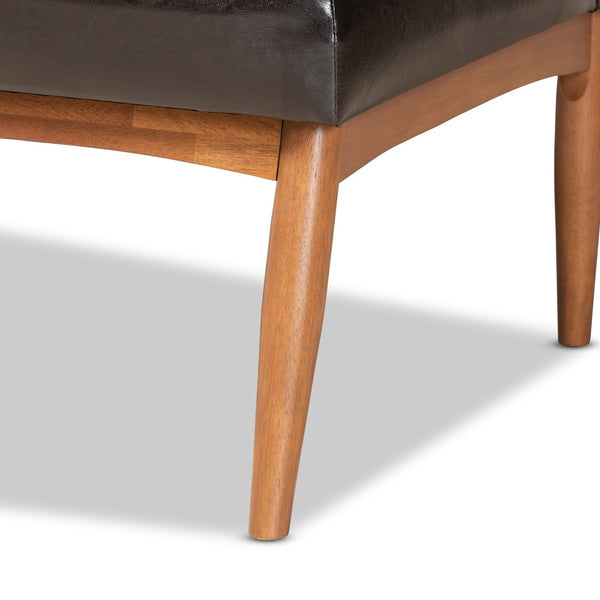 Baxton Studio Baxton Studio Mid-Century Modern 2-Piece Dining Nook Banquette Set in Dark Brown Faux Leather & Walnut BBT8051.12-Dark Brown/Walnut-2PC SF Bench