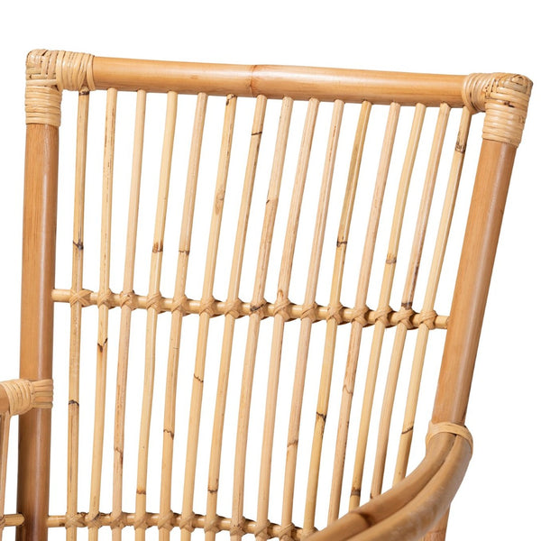 English Elm Modern Rattan Openwork Armchair with White Upholstered Cushion for Bohemian Living B2750P420343