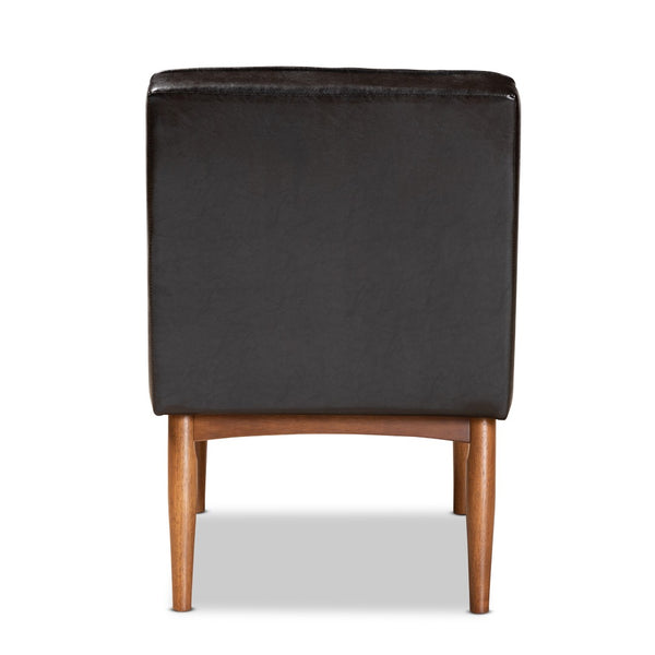 Baxton Studio Baxton Studio Daymond Mid-Century Modern Dining Chair in Dark Brown Faux Leather & Walnut Wood Finish BBT8051.12-Dark Brown/Walnut-CC