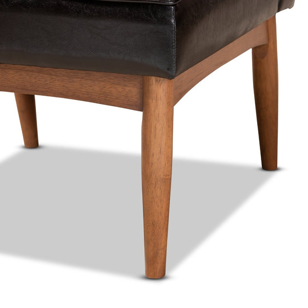 Baxton Studio Baxton Studio Daymond Mid-Century Modern Dining Chair in Dark Brown Faux Leather & Walnut Wood Finish BBT8051.12-Dark Brown/Walnut-CC
