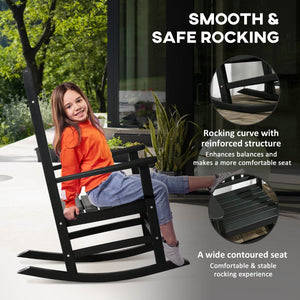 English Elm Outsunny All-Weather Rocking Chair - Rustic High Back, Oversized Seat, 350Lbs Capacity, Black Comfort W2225P217088-GIGA