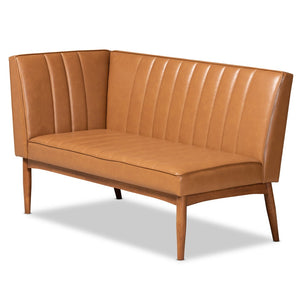 Baxton Studio Baxton Studio Mid-Century Modern Tan Faux Leather Dining Nook Set for Stylish Small Spaces BBT8051.12-Tan/Walnut-2PC SF Bench