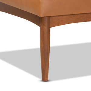 Baxton Studio Baxton Studio Mid-Century Modern Tan Faux Leather Dining Nook Set for Stylish Small Spaces BBT8051.12-Tan/Walnut-2PC SF Bench