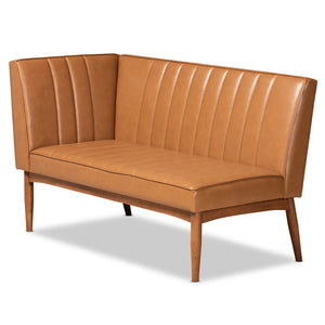 Baxton Studio Baxton Studio Daymond 3-Piece Mid-Century Modern Dining Nook Set with Tan Faux Leather Upholstery BBT8051.12-Tan/Walnut-3PC Dining Nook Set
