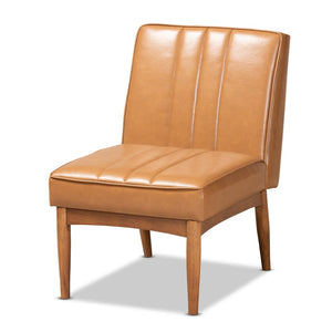 Baxton Studio Baxton Studio Daymond Modern Tan Faux Leather Dining Chair with Walnut Wood Finish for Any Space BBT8051.12-Tan/Walnut-CC