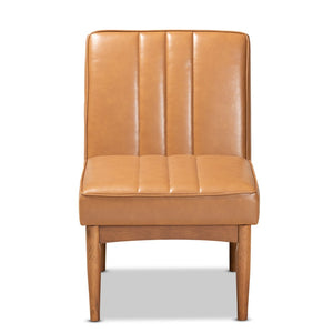 Baxton Studio Baxton Studio Daymond Modern Tan Faux Leather Dining Chair with Walnut Wood Finish for Any Space BBT8051.12-Tan/Walnut-CC