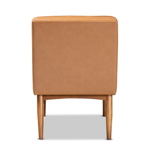 Baxton Studio Baxton Studio Daymond Modern Tan Faux Leather Dining Chair with Walnut Wood Finish for Any Space BBT8051.12-Tan/Walnut-CC
