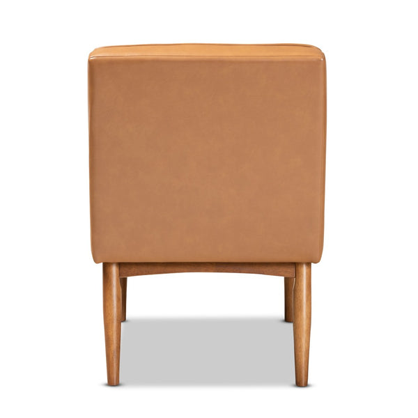 Baxton Studio Baxton Studio Daymond Modern Tan Faux Leather Dining Chair with Walnut Wood Finish for Any Space BBT8051.12-Tan/Walnut-CC