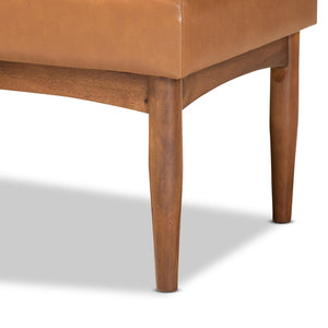 Baxton Studio Baxton Studio Daymond Mid-Century Dining Bench - Tan Faux Leather & Walnut Wood, Stylish Comfort! BBT8051.12-Tan/Walnut-Bench