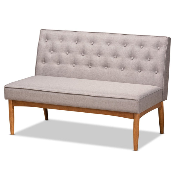 Baxton Studio Baxton Studio Riordan Mid-Century Modern Dining Nook Set in Grey Fabric and Walnut Finish Design 5-Piece BBT8051.13-Grey/Walnut-5PC Dining Nook Set