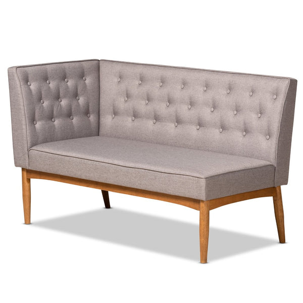 Baxton Studio Baxton Studio Riordan Mid-Century Modern Dining Nook Set in Grey Fabric and Walnut Finish Design 5-Piece BBT8051.13-Grey/Walnut-5PC Dining Nook Set