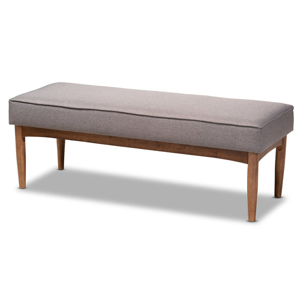 Baxton Studio Baxton Studio Riordan Mid-Century Modern Dining Nook Set in Grey Fabric and Walnut Finish Design 5-Piece BBT8051.13-Grey/Walnut-5PC Dining Nook Set