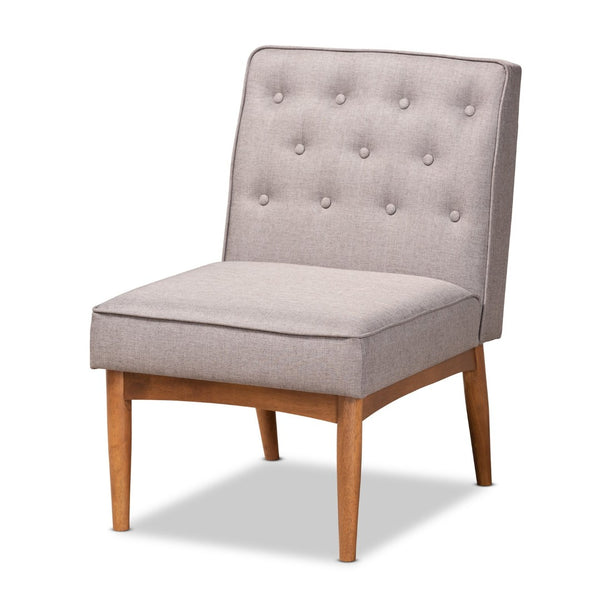 Baxton Studio Baxton Studio Riordan Mid-Century Modern Dining Nook Set in Grey Fabric and Walnut Finish Design 5-Piece BBT8051.13-Grey/Walnut-5PC Dining Nook Set