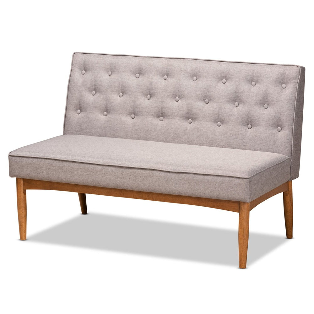 Baxton Studio Baxton Studio Riordan Mid-Century 2-Piece Dining Nook Set with Grey Upholstery & Walnut Finish BBT8051.13-Grey/Walnut-2PC SF Bench