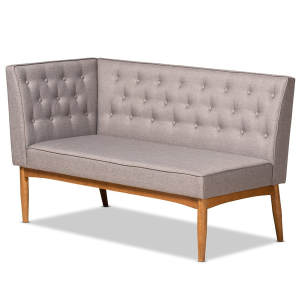 Baxton Studio Baxton Studio Riordan Mid-Century 2-Piece Dining Nook Set with Grey Upholstery & Walnut Finish BBT8051.13-Grey/Walnut-2PC SF Bench