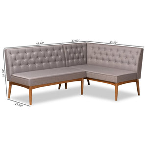 Baxton Studio Baxton Studio Riordan Mid-Century 2-Piece Dining Nook Set with Grey Upholstery & Walnut Finish BBT8051.13-Grey/Walnut-2PC SF Bench