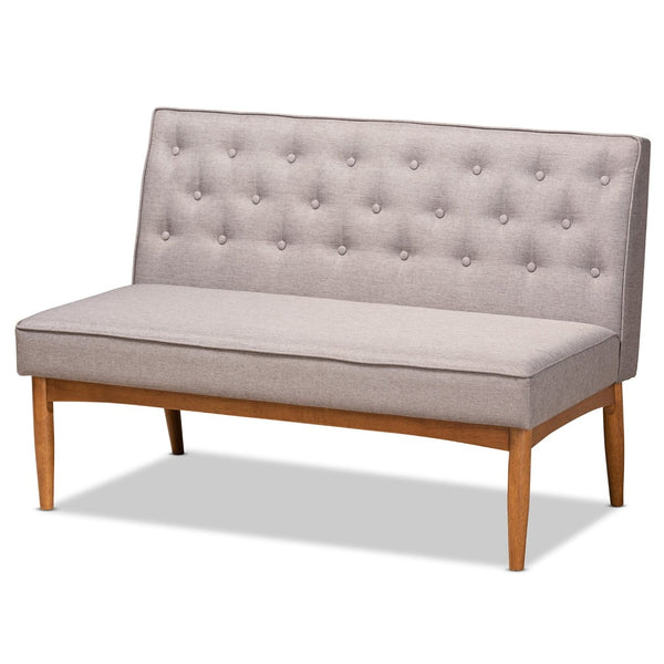Baxton Studio Baxton Studio Riordan 3-Piece Mid-Century Modern Dining Nook Set in Grey Fabric & Walnut Finish BBT8051.13-Grey/Walnut-3PC Dining Nook Set