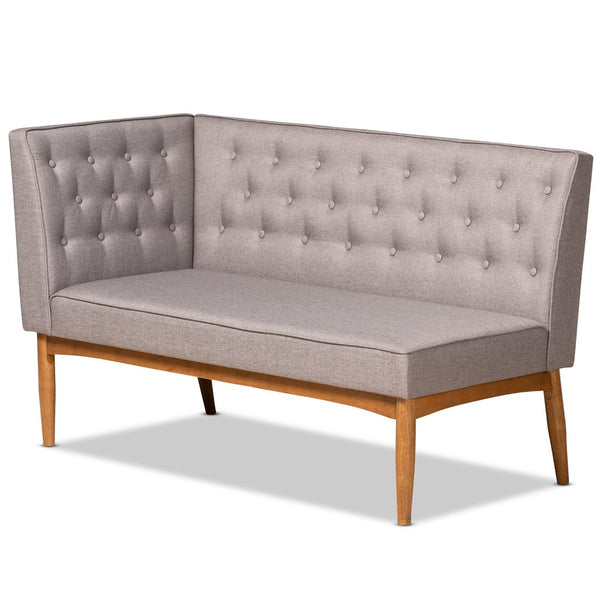 Baxton Studio Baxton Studio Riordan 3-Piece Mid-Century Modern Dining Nook Set in Grey Fabric & Walnut Finish BBT8051.13-Grey/Walnut-3PC Dining Nook Set