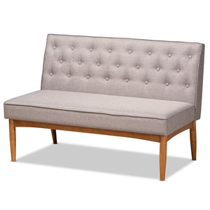 Baxton Studio Baxton Studio Riordan Mid-Century Modern Dining Nook Set in Grey Fabric and Walnut Finish Design 4-Piece BBT8051.13-Grey/Walnut-4PC Dining Nook Set