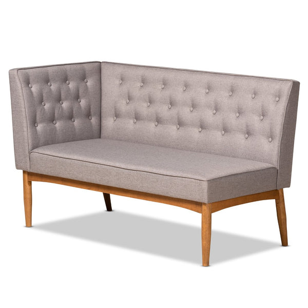 Baxton Studio Baxton Studio Riordan Mid-Century Modern Dining Nook Set in Grey Fabric and Walnut Finish Design 4-Piece BBT8051.13-Grey/Walnut-4PC Dining Nook Set