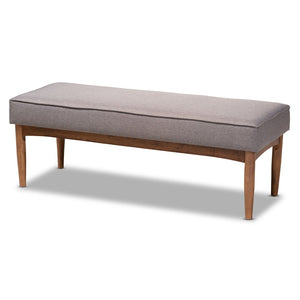 Baxton Studio Baxton Studio Riordan Mid-Century Modern Dining Nook Set in Grey Fabric and Walnut Finish Design 4-Piece BBT8051.13-Grey/Walnut-4PC Dining Nook Set