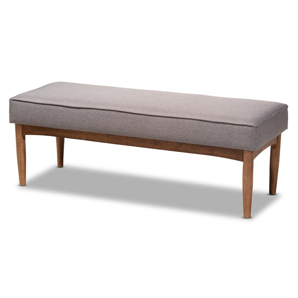Baxton Studio Baxton Studio Riordan Mid-Century Modern Dining Nook Set in Grey Fabric and Walnut Finish Design 4-Piece BBT8051.13-Grey/Walnut-4PC Dining Nook Set