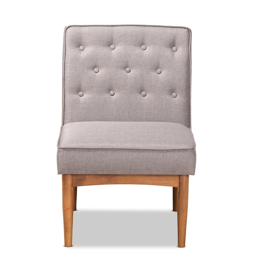 Baxton Studio Baxton Stylish Mid-Century Modern Grey Fabric Dining Chair with Walnut Finish, Perfect for Any Space BBT8051.13-Grey/Walnut-CC