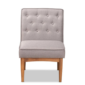 Baxton Studio Baxton Stylish Mid-Century Modern Grey Fabric Dining Chair with Walnut Finish, Perfect for Any Space BBT8051.13-Grey/Walnut-CC