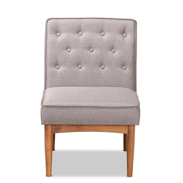 Baxton Studio Baxton Stylish Mid-Century Modern Grey Fabric Dining Chair with Walnut Finish, Perfect for Any Space BBT8051.13-Grey/Walnut-CC