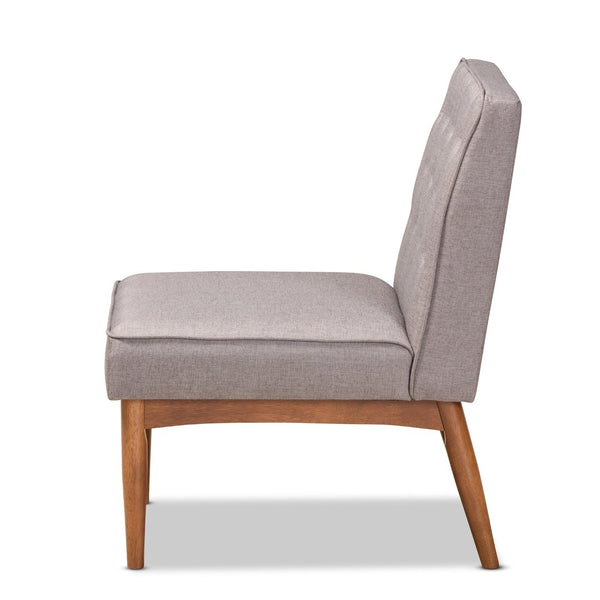 Baxton Studio Baxton Stylish Mid-Century Modern Grey Fabric Dining Chair with Walnut Finish, Perfect for Any Space BBT8051.13-Grey/Walnut-CC