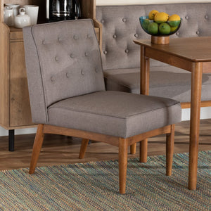 Baxton Studio Baxton Stylish Mid-Century Modern Grey Fabric Dining Chair with Walnut Finish, Perfect for Any Space BBT8051.13-Grey/Walnut-CC