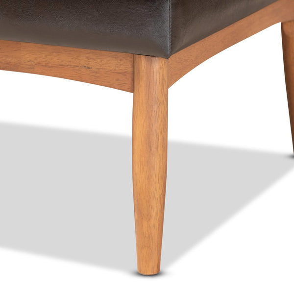 Baxton Studio Baxton Studio Riordan 4-Piece Mid-Century Dining Nook Set with Faux Leather & Walnut Finish Charm BBT8051.13-Dark Brown/Walnut-4PC Dining Nook Set