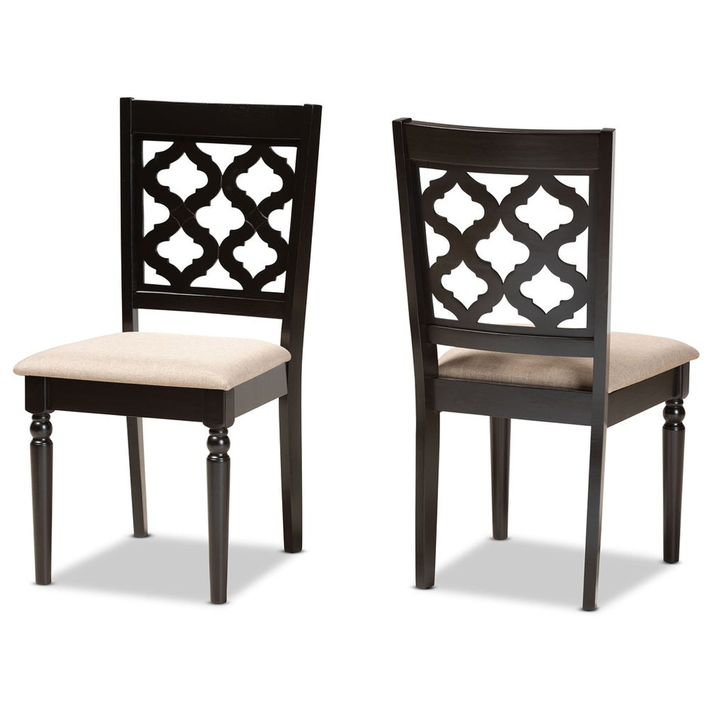 Baxton Studio Baxton Ramiro Modern Dining Chair Set - 2-Piece Upholstered Comfort with Stylish Cut-Out Back Design RH336C-Sand/Dark Brown-DC-2PK