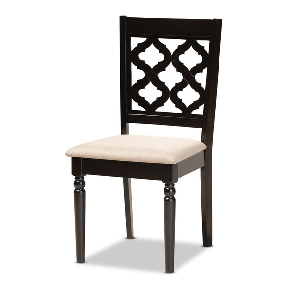 Baxton Studio Baxton Studio Ramiro Modern 7-Piece Dining Set with Sand Upholstered Chairs & Dark Brown Table Finish RH336C-Sand/Dark Brown-7PC Dining Set
