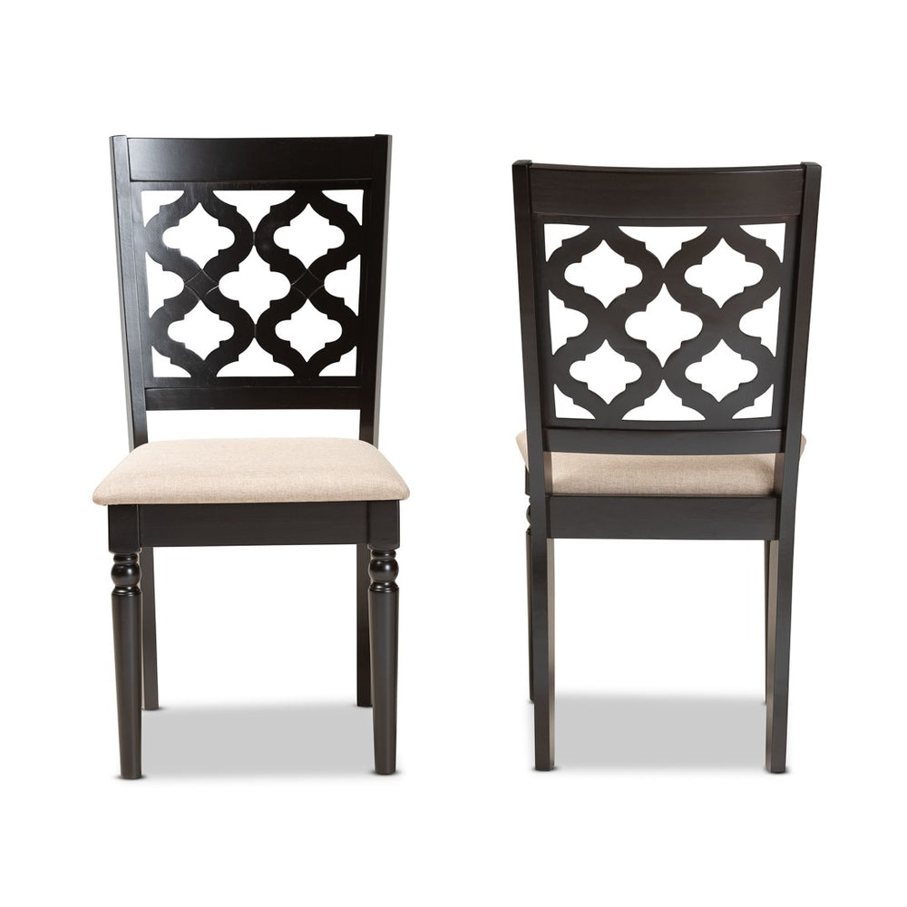 Baxton Studio Baxton Ramiro Modern Dining Chair Set - 2-Piece Upholstered Comfort with Stylish Cut-Out Back Design RH336C-Sand/Dark Brown-DC-2PK