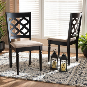 Baxton Studio Baxton Ramiro Modern Dining Chair Set - 2-Piece Upholstered Comfort with Stylish Cut-Out Back Design RH336C-Sand/Dark Brown-DC-2PK