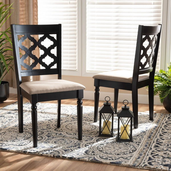 Baxton Studio Baxton Ramiro Modern Dining Chair Set - 2-Piece Upholstered Comfort with Stylish Cut-Out Back Design RH336C-Sand/Dark Brown-DC-2PK