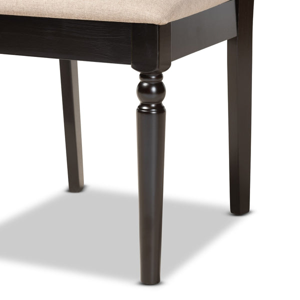 Baxton Studio Baxton Studio Ramiro 5-Piece Dining Set: Modern Sand Upholstered Chairs & Dark Brown Table, Elegant Style RH336C-Sand/Dark Brown-5PC Dining Set