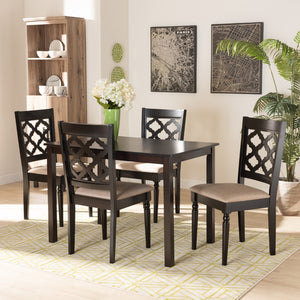 Baxton Studio Baxton Studio Ramiro 5-Piece Dining Set: Modern Sand Upholstered Chairs & Dark Brown Table, Elegant Style RH336C-Sand/Dark Brown-5PC Dining Set