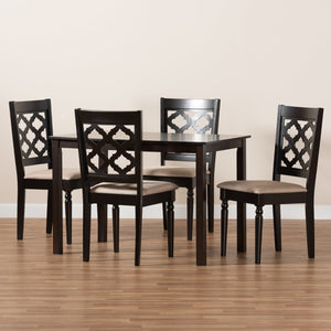 Baxton Studio Baxton Studio Ramiro 5-Piece Dining Set: Modern Sand Upholstered Chairs & Dark Brown Table, Elegant Style RH336C-Sand/Dark Brown-5PC Dining Set