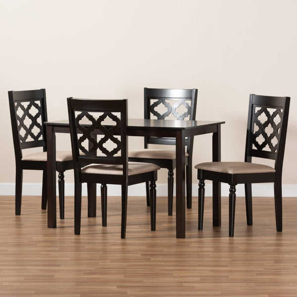 Baxton Studio Baxton Studio Ramiro 5-Piece Dining Set: Modern Sand Upholstered Chairs & Dark Brown Table, Elegant Style RH336C-Sand/Dark Brown-5PC Dining Set