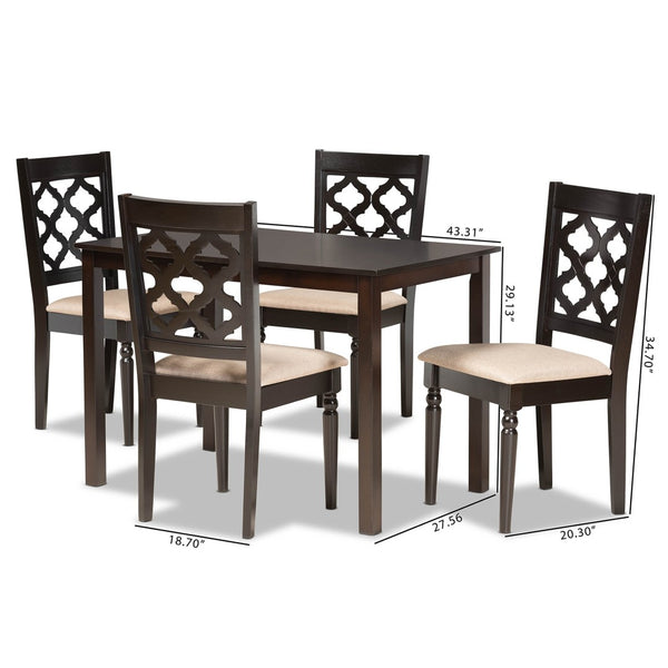Baxton Studio Baxton Studio Ramiro 5-Piece Dining Set: Modern Sand Upholstered Chairs & Dark Brown Table, Elegant Style RH336C-Sand/Dark Brown-5PC Dining Set
