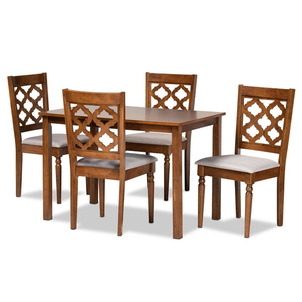 Baxton Studio Baxton Studio Ramiro 5-Piece Grey Fabric Dining Set with Walnut Finish - Modern Comfort & Style RH336C-Grey/Walnut-5PC Dining Set