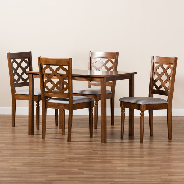 Baxton Studio Baxton Studio Ramiro 5-Piece Grey Fabric Dining Set with Walnut Finish - Modern Comfort & Style RH336C-Grey/Walnut-5PC Dining Set