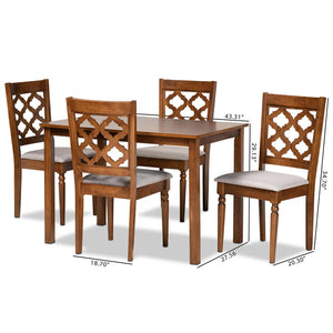 Baxton Studio Baxton Studio Ramiro 5-Piece Grey Fabric Dining Set with Walnut Finish - Modern Comfort & Style RH336C-Grey/Walnut-5PC Dining Set