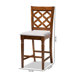 Baxton Studio Baxton Studio Ramiro 2-Piece Counter Stool Set in Grey Fabric & Walnut Finish - Stylish Comfort! RH336P-Grey/Walnut-PC